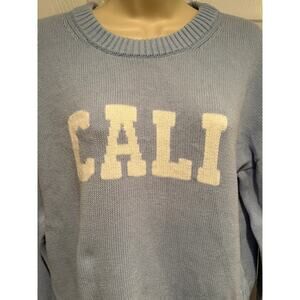 Z Supply Cali Sweater Women's Small Blue Cotton Knit Minimalist Coastal Crewneck